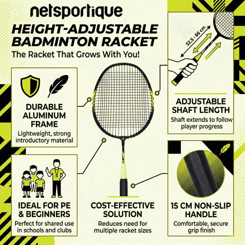Set aus 4 höhenverstellbaren Badmintonschlägern