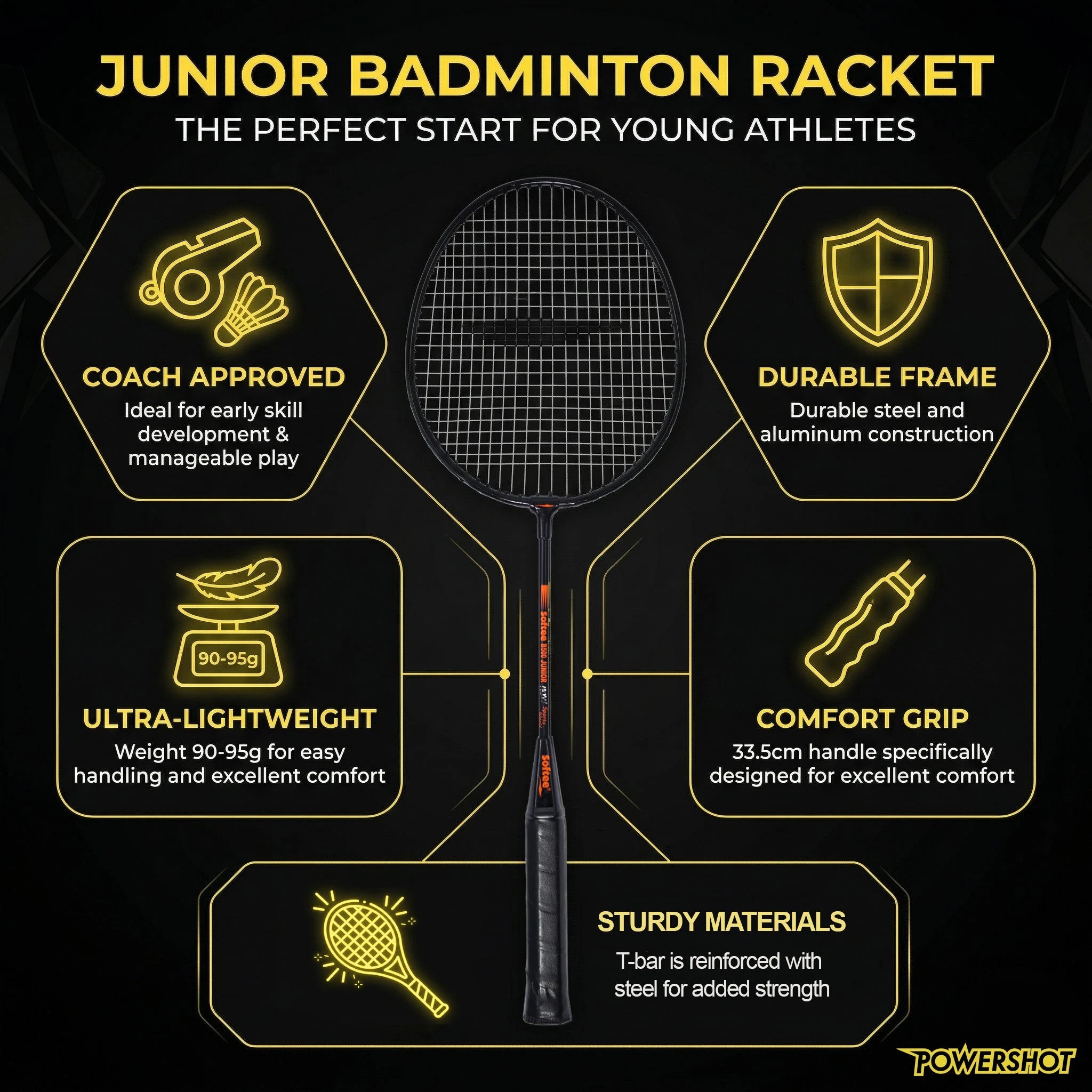 Junior badminton racket - Set of 10 Powershot