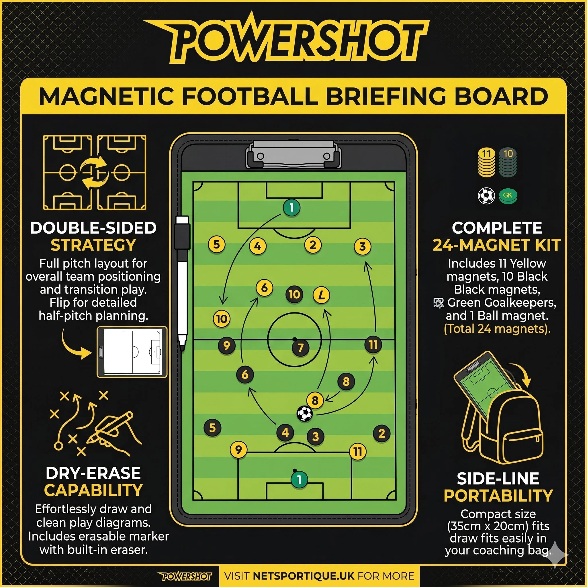 Magnetic tactical football sign - 35cm x 20cm Powershot