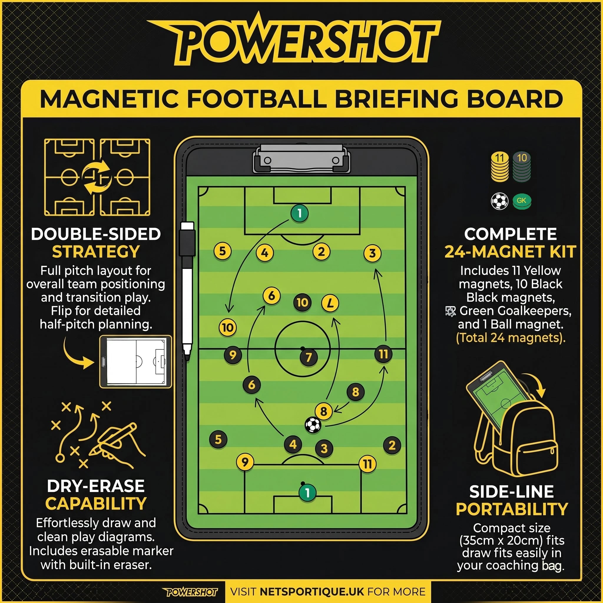Magnetische taktische Fußballtafel - 35x20 cm