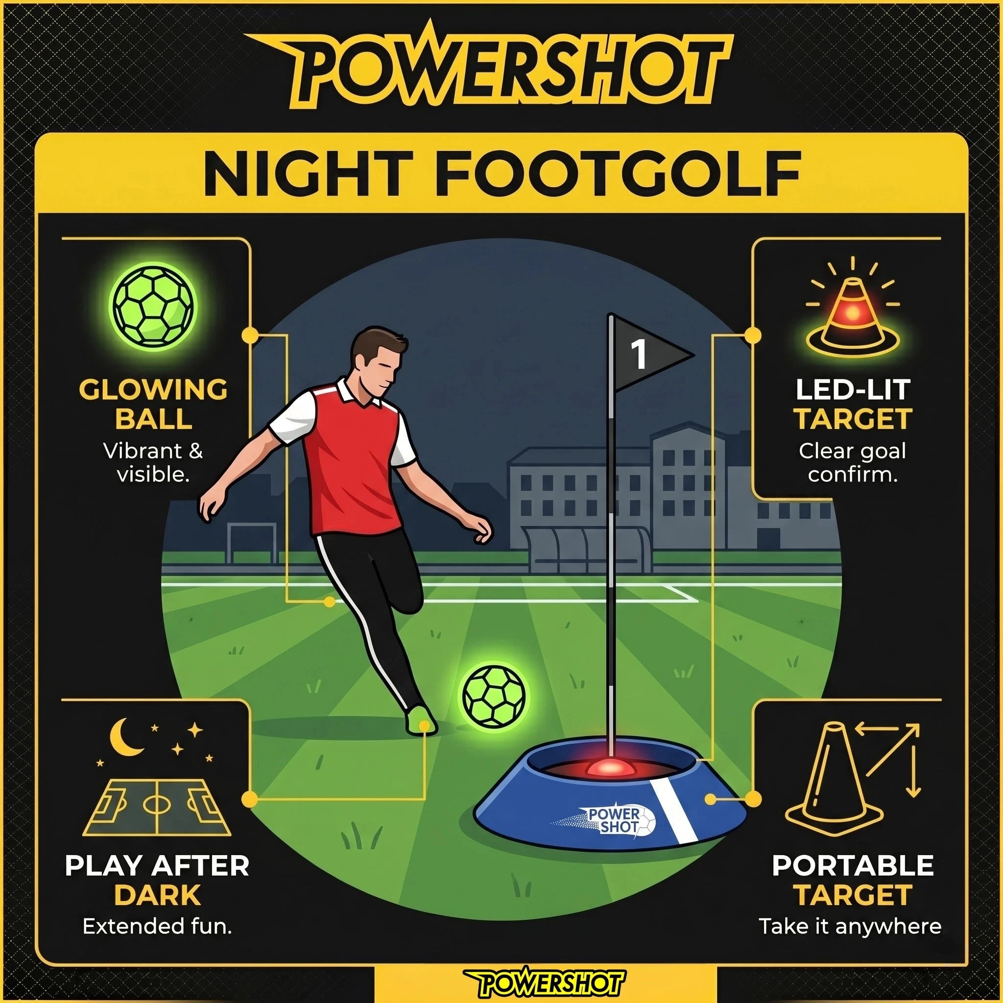 FOOT GOLF Zielscheiben-Set mit leuchtender Zielscheibe