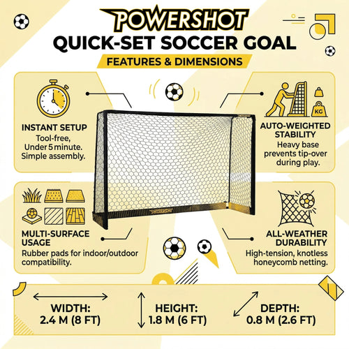 Black steel football goal - 3m x 2m Powershot