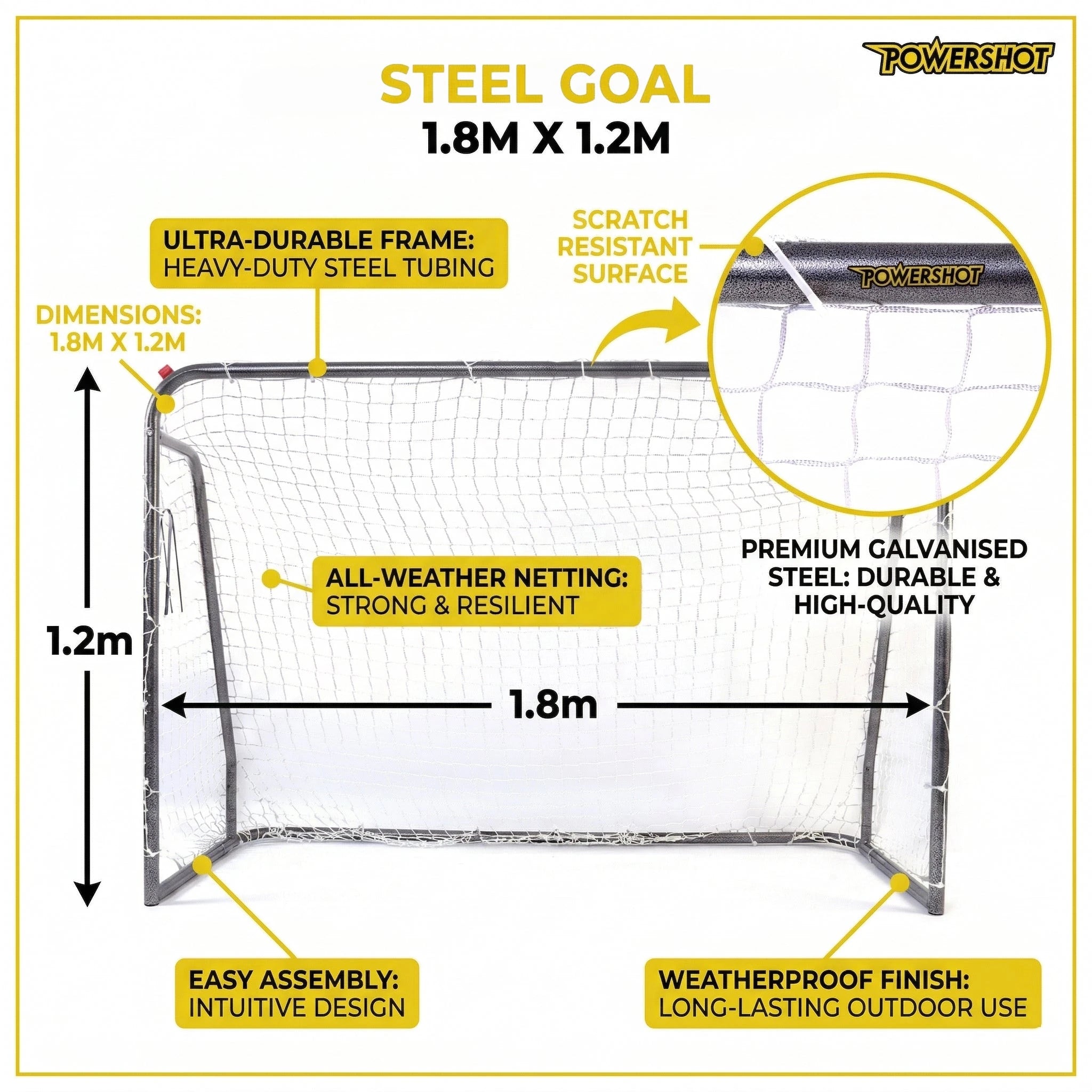 Steel goal - 1.8m x 1.2m Powershot