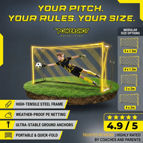 QuickFire® Fußballtor - 3/4m x 1,5/2m - Multisize