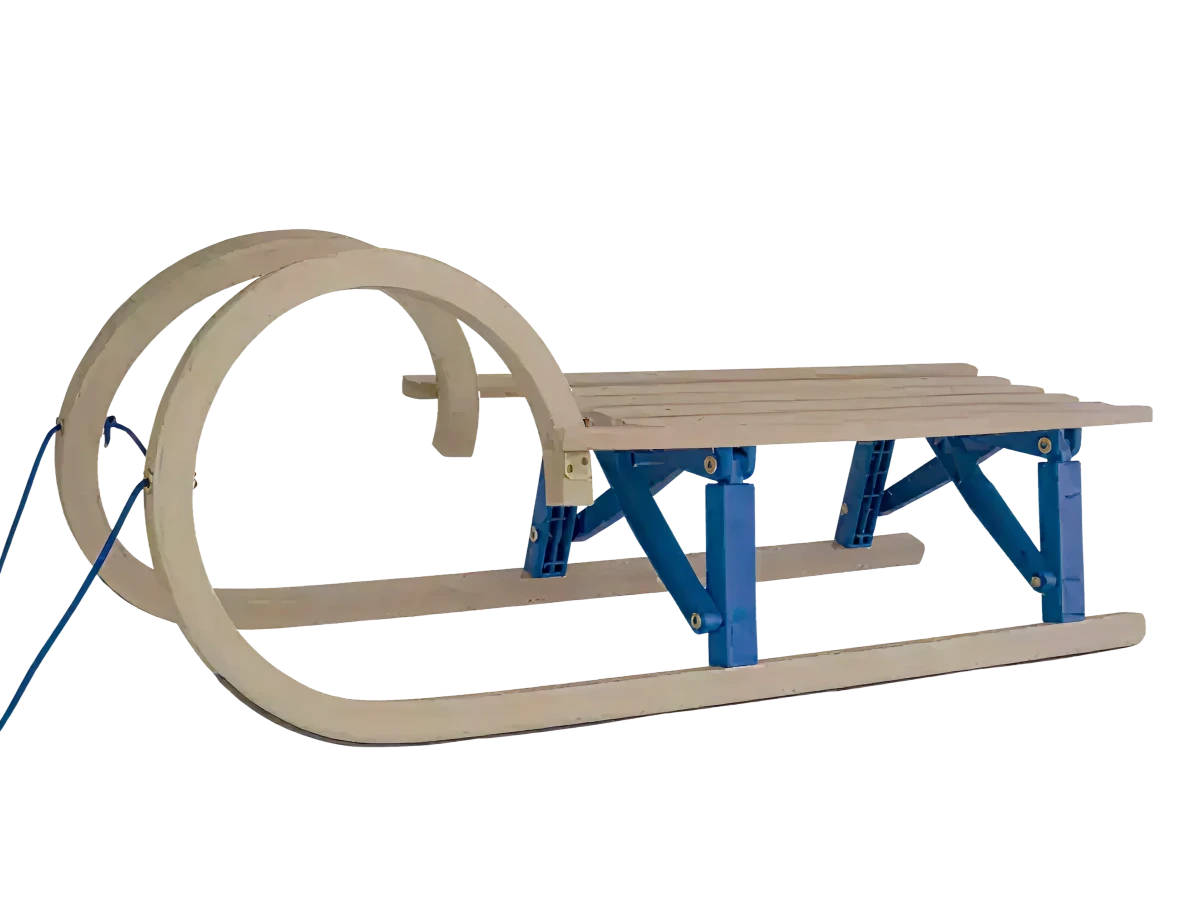 Zusammenklappbarer Schneckenschlitten aus Holz - 110cm