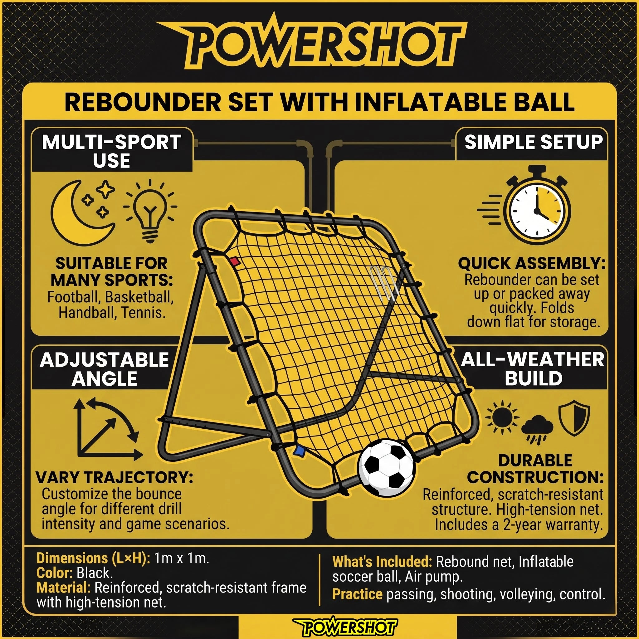 Rückprallnetz mit Ball und Pumpe