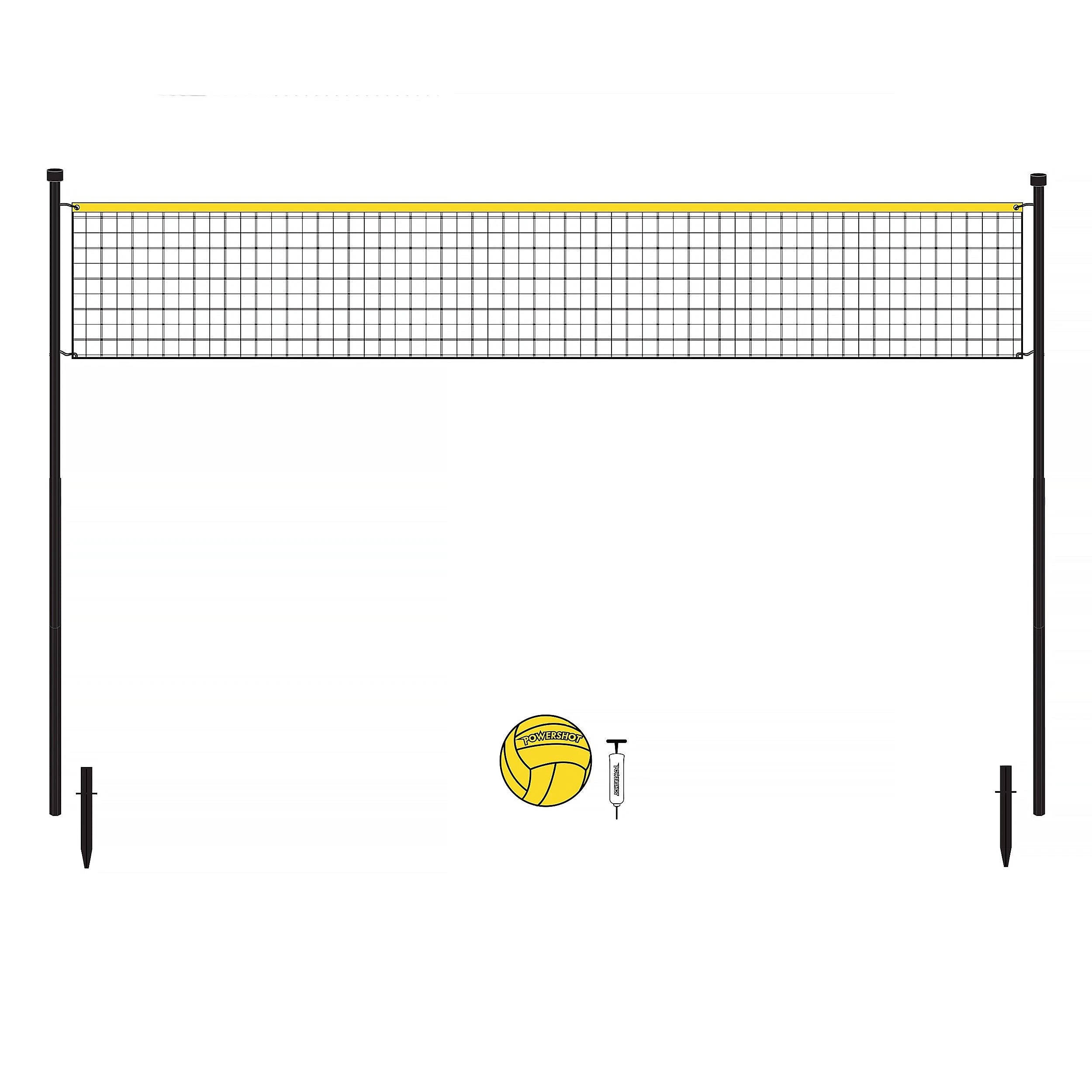 Volleyball-Set 6m - Mit Pfosten, Netz, Ball und Pumpe