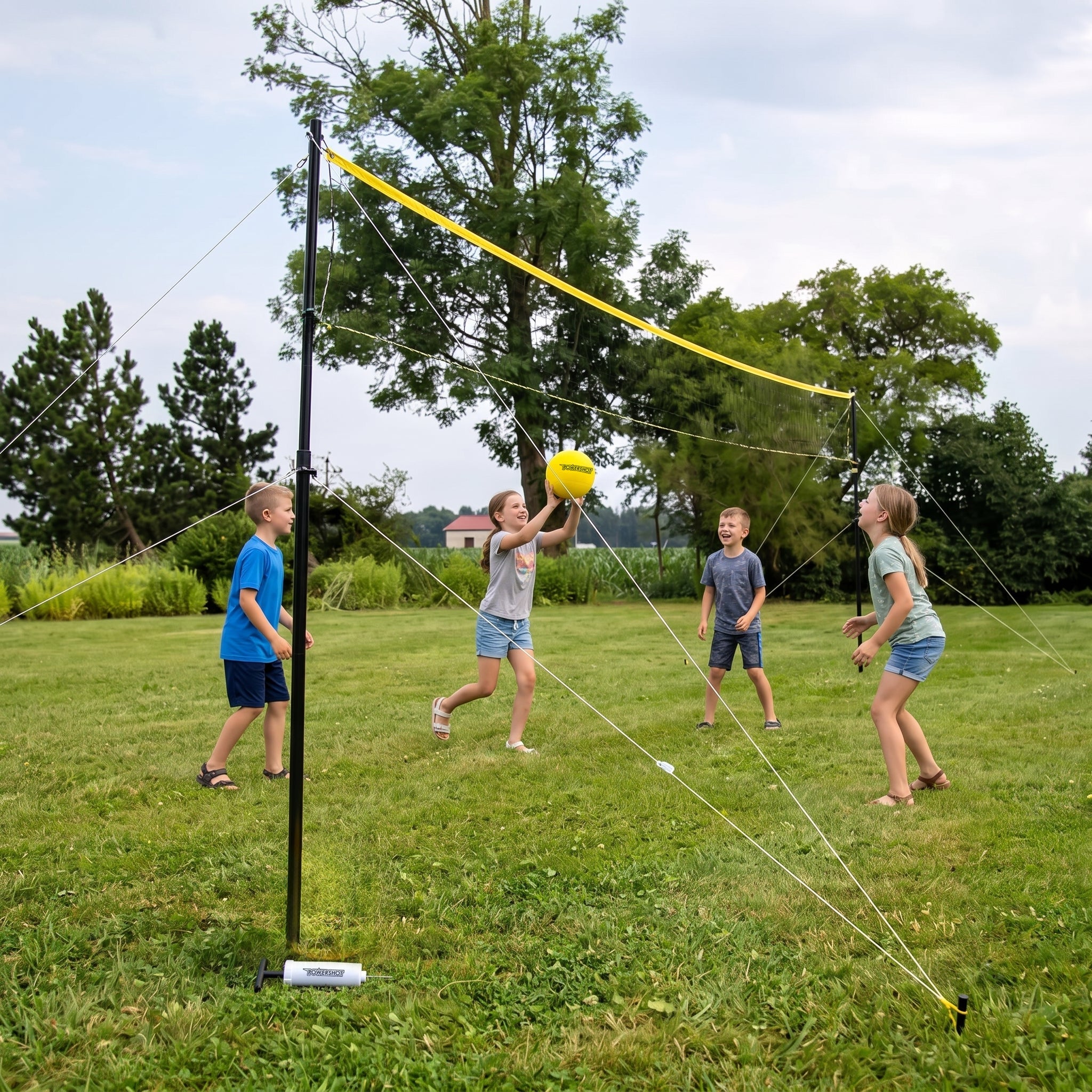 Volleyball-Set 6m - Mit Pfosten, Netz, Ball und Pumpe