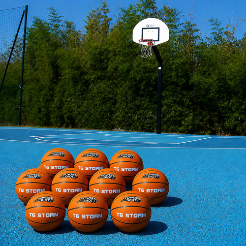 10 Basketbälle Storm T6 - Pumpe und Aufbewahrungstasche GRATIS!