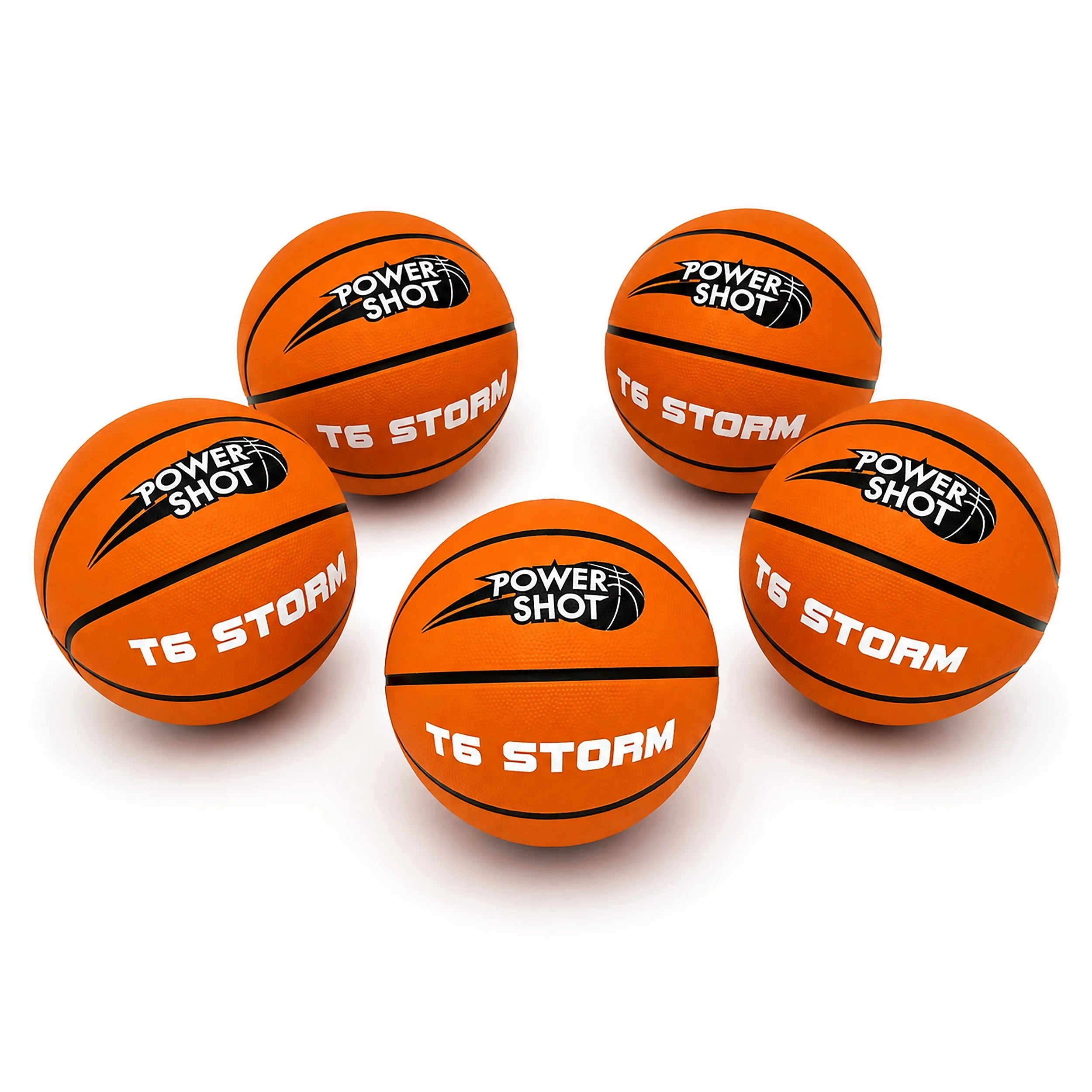 Set aus 5 Basketbällen Storm T6 - Ballpumpe und Aufbewahrungstasche GRATIS!