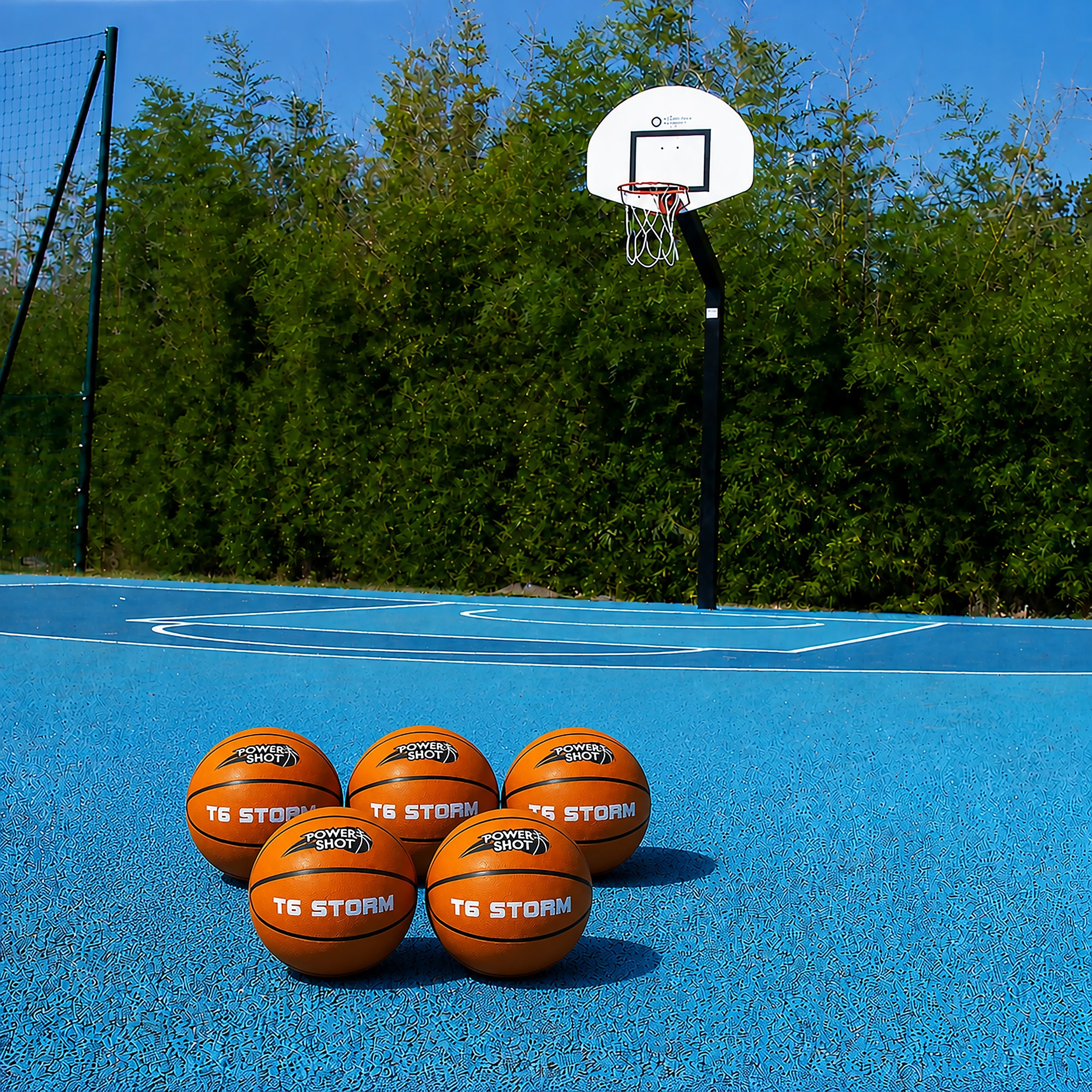 Set aus 5 Basketbällen Storm T6 - Ballpumpe und Aufbewahrungstasche GRATIS!