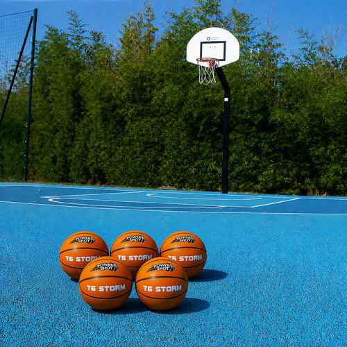 Set aus 5 Basketbällen Storm T6 - Ballpumpe und Aufbewahrungstasche GRATIS!