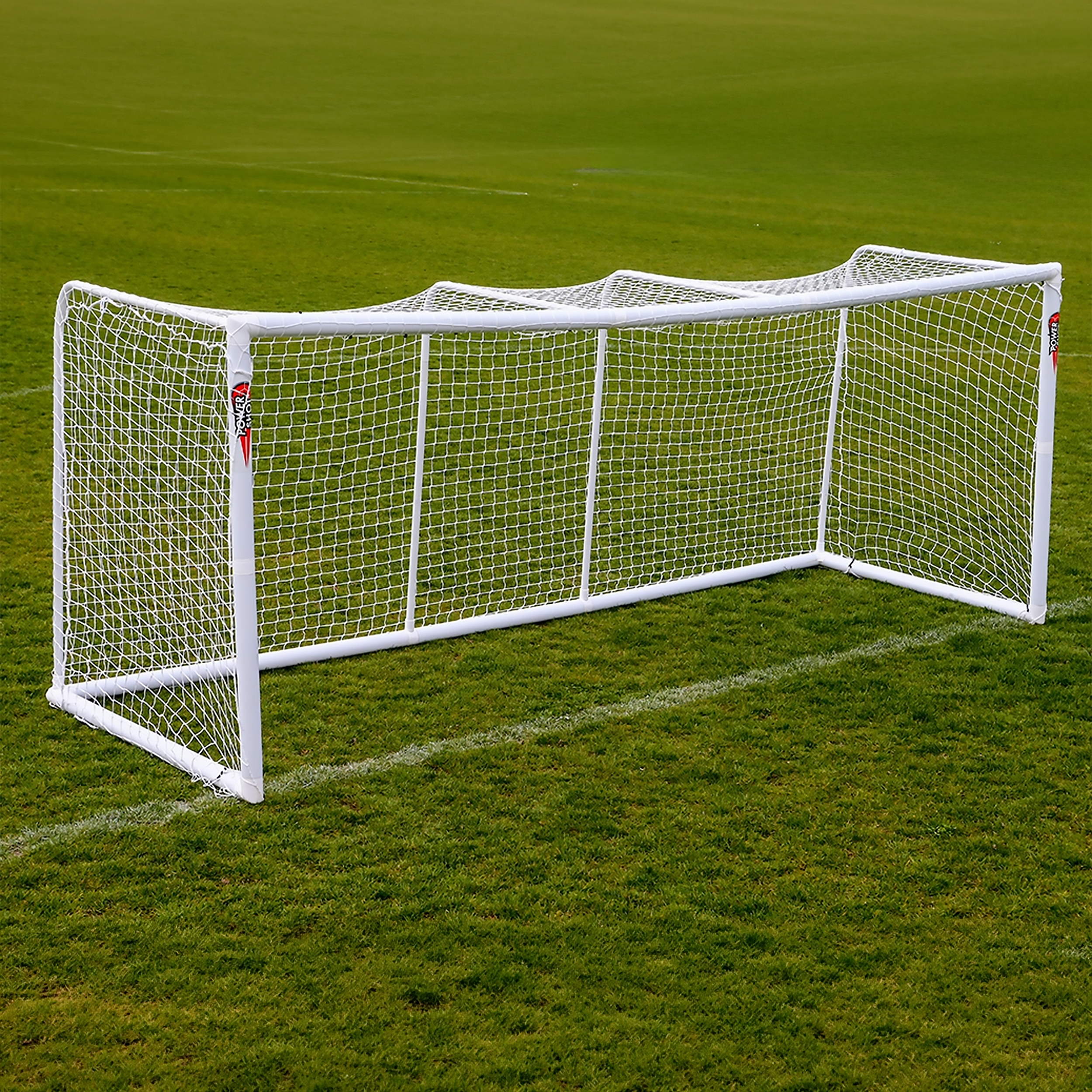 STADIUM Modular football goal - 4m x 1.5m and 3m x 1.5m - uPVC - White Powershot