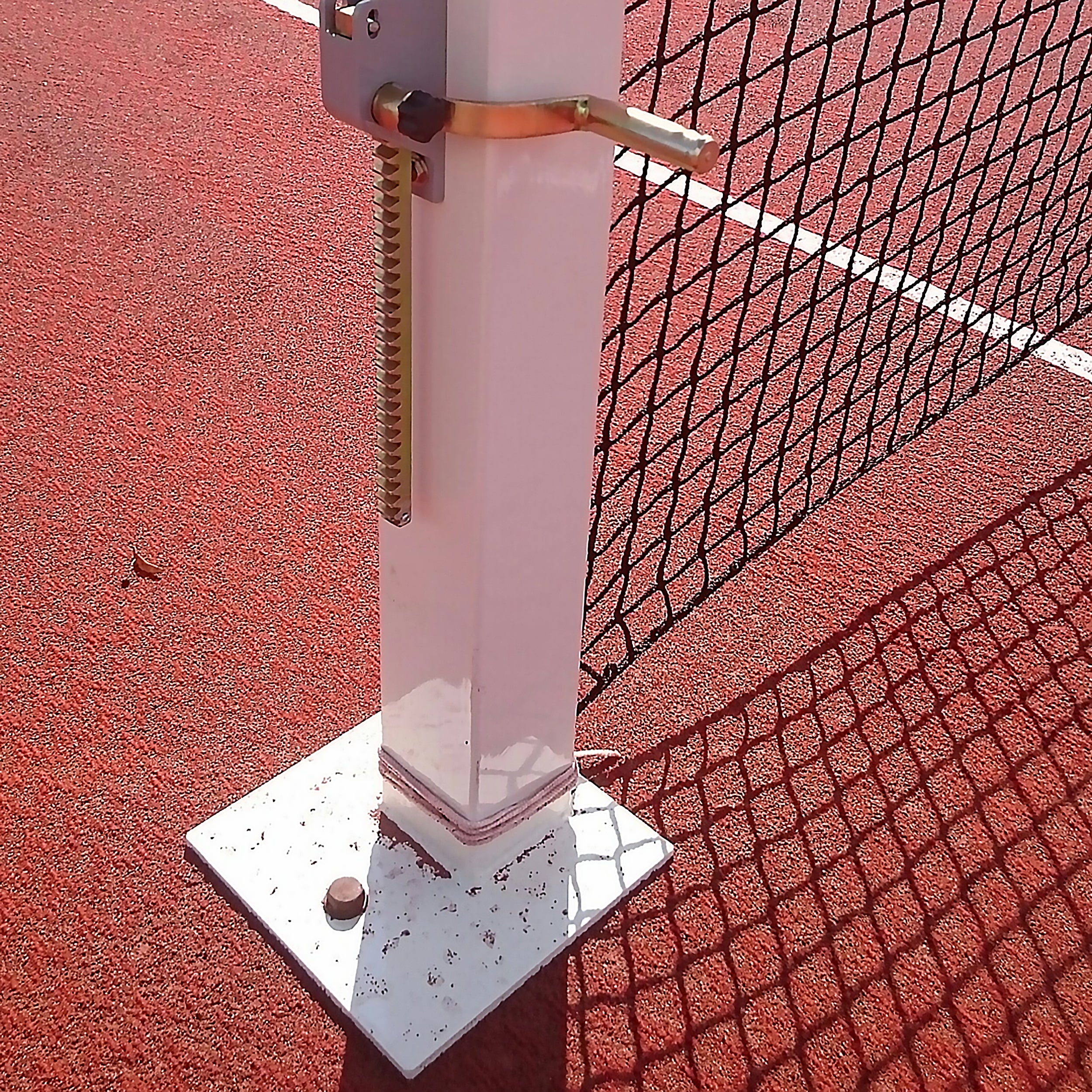 Weiße Indoor Tennispfosten quadratisch 100 x 100mm