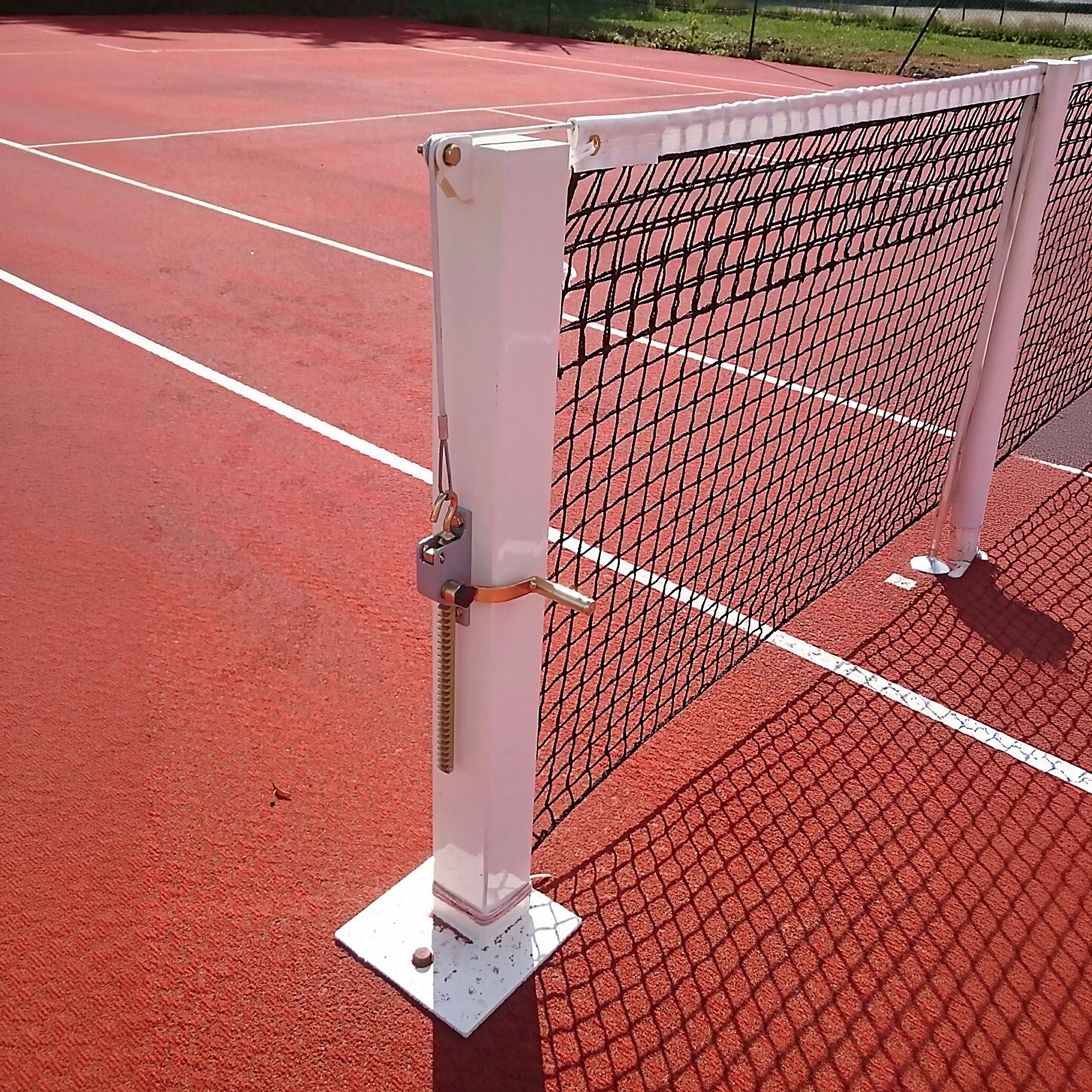 Weiße Indoor Tennispfosten quadratisch 100 x 100mm